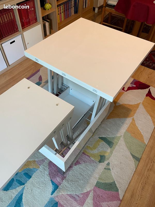 Table relevable extensible Lysandra 6 couverts MDF blanc (image 2)