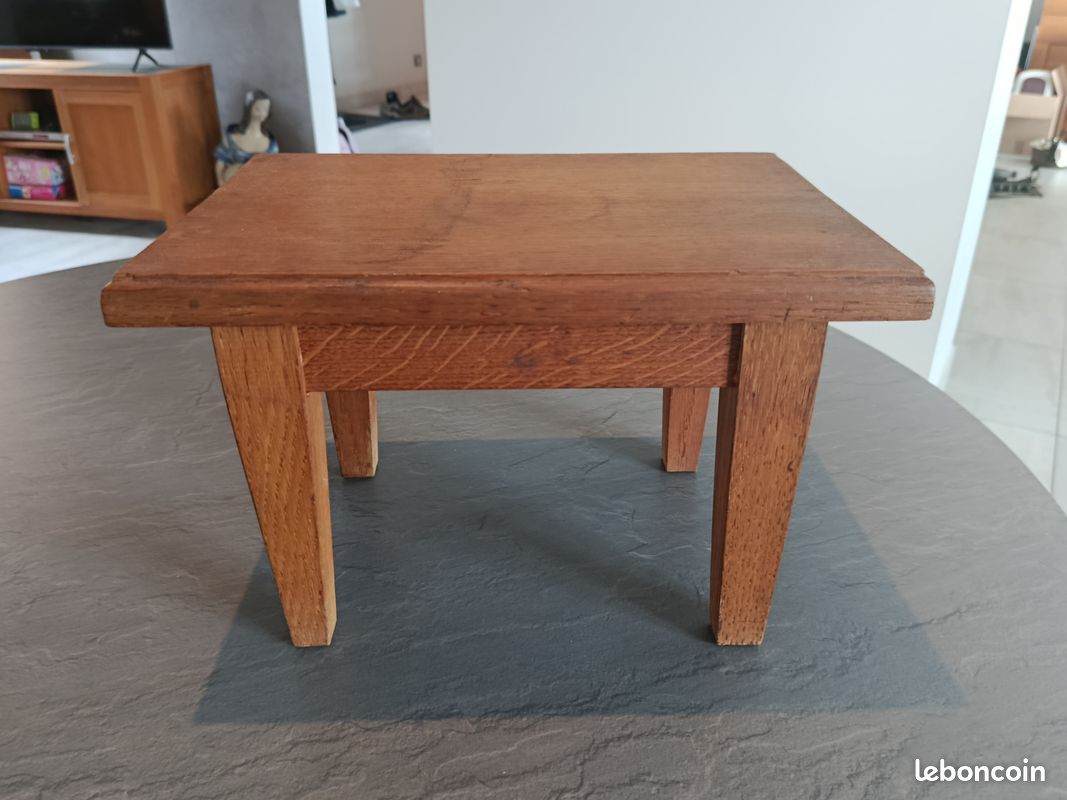 Ancien Superbe Grand Tabouret Marchepied en Bois Massif (image 5)