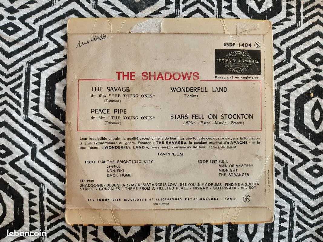 Disque vinyle The shadows "The savage" 45T (image 4)
