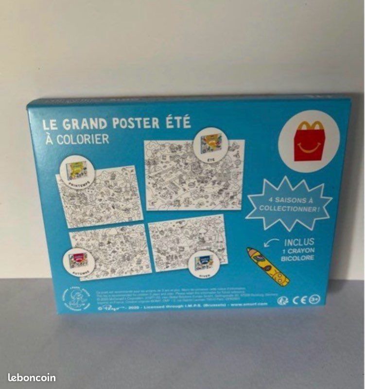 Coloriage Omy neuf les schtroumpfs été Crayon bicolore 5 autocollants Dessin 51 cm x 37 cm (image 4)