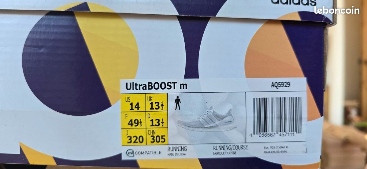 Adidas Ultra Boost Triple White 49 1/3 Chaussures