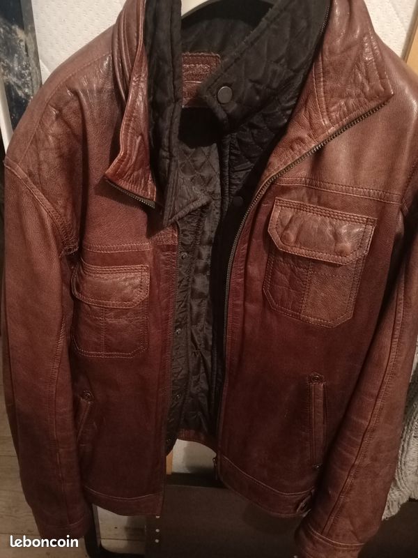 Vend blouson en cuir marron (image 1)
