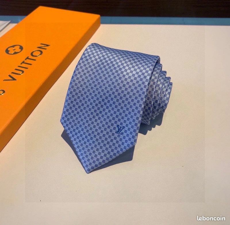 Cravate Louis Vuitton Damier bleu ciel soie neuve avec boîte originale (image 7)