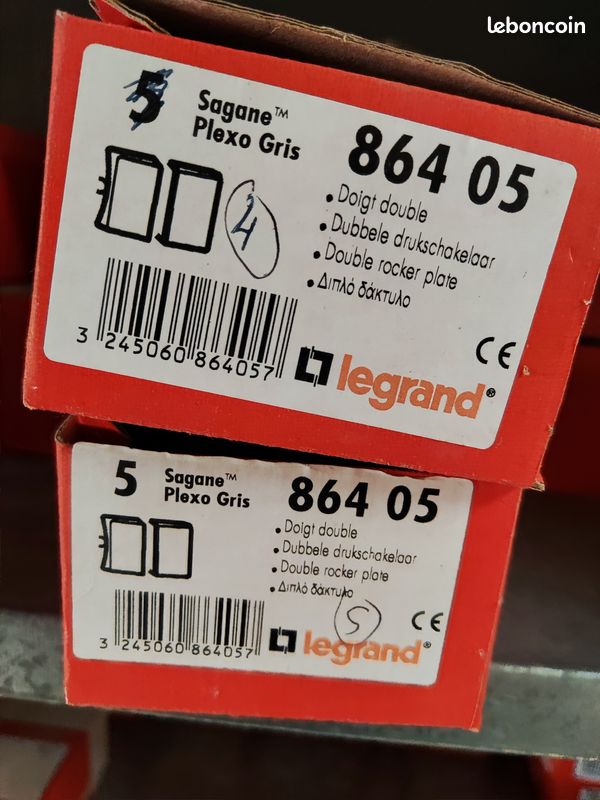 Interrupteur Double Demi-doigt Legrand SAGANE Silex Blanc Moucheté - 2 Voyants - Réf. 85707