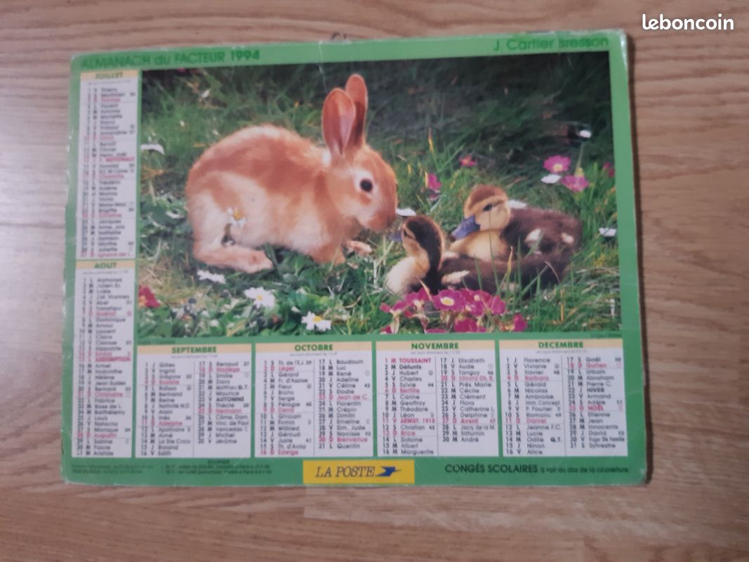 CALENDRIER ALMANACH DU FACTEUR LA POSTE 1994 J CARTIER BRESSON Bon état / CALENDRIER 2005 MOTIF CHATONS Bon état (image 1)