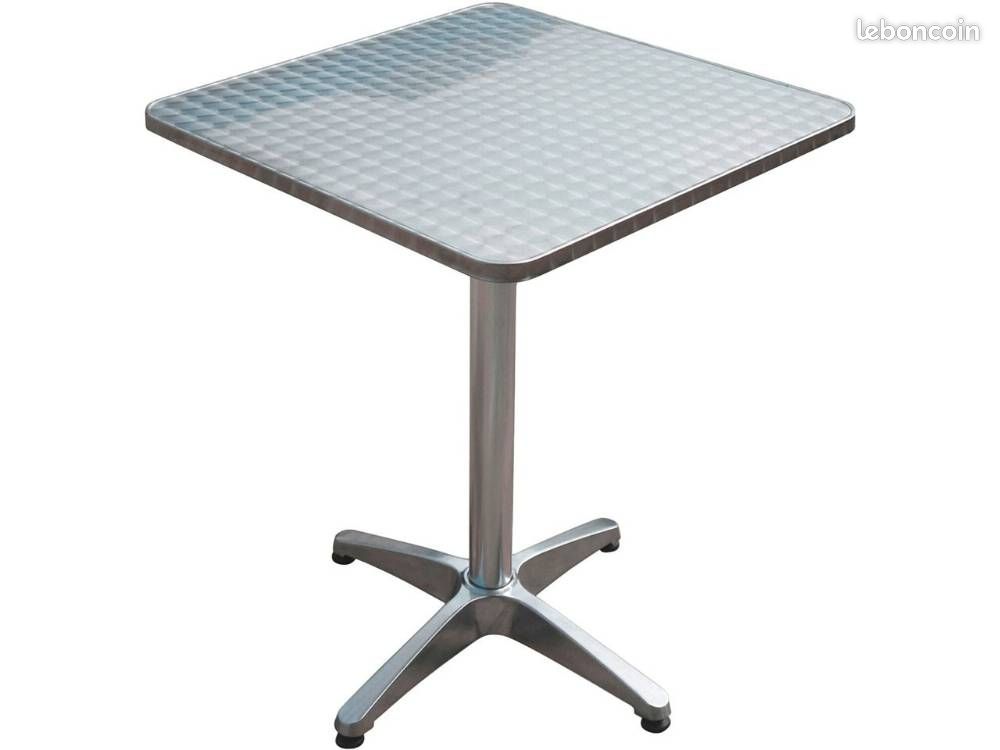 Table bistro, aluminium, argent, 60 x 60 x 70/110 cm - - Neuf â Livraison comprise â â â (image 1)