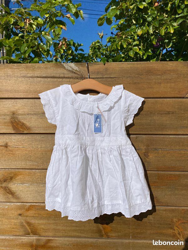 Robe été blanche jacadi Paris communion baptême mariage cérémonie