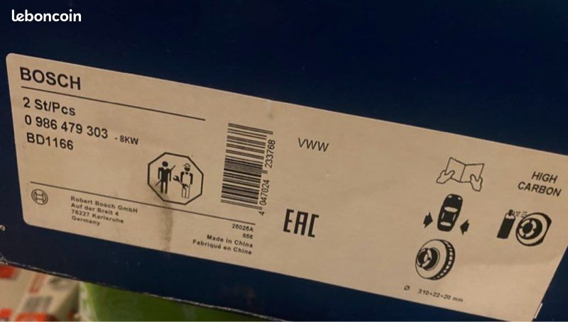 BOSCH 0 986 479 310 Disque De Frein Avant Ventilé Lot De 2 - Qualité OEM Pour Volvo