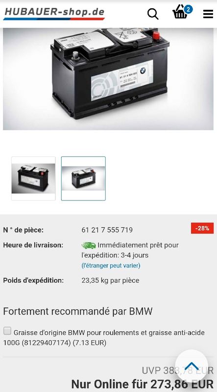 Starterbatterie BMW AGM 12V 80Ah 800A R+ - 61217555719 BMW -  Shop