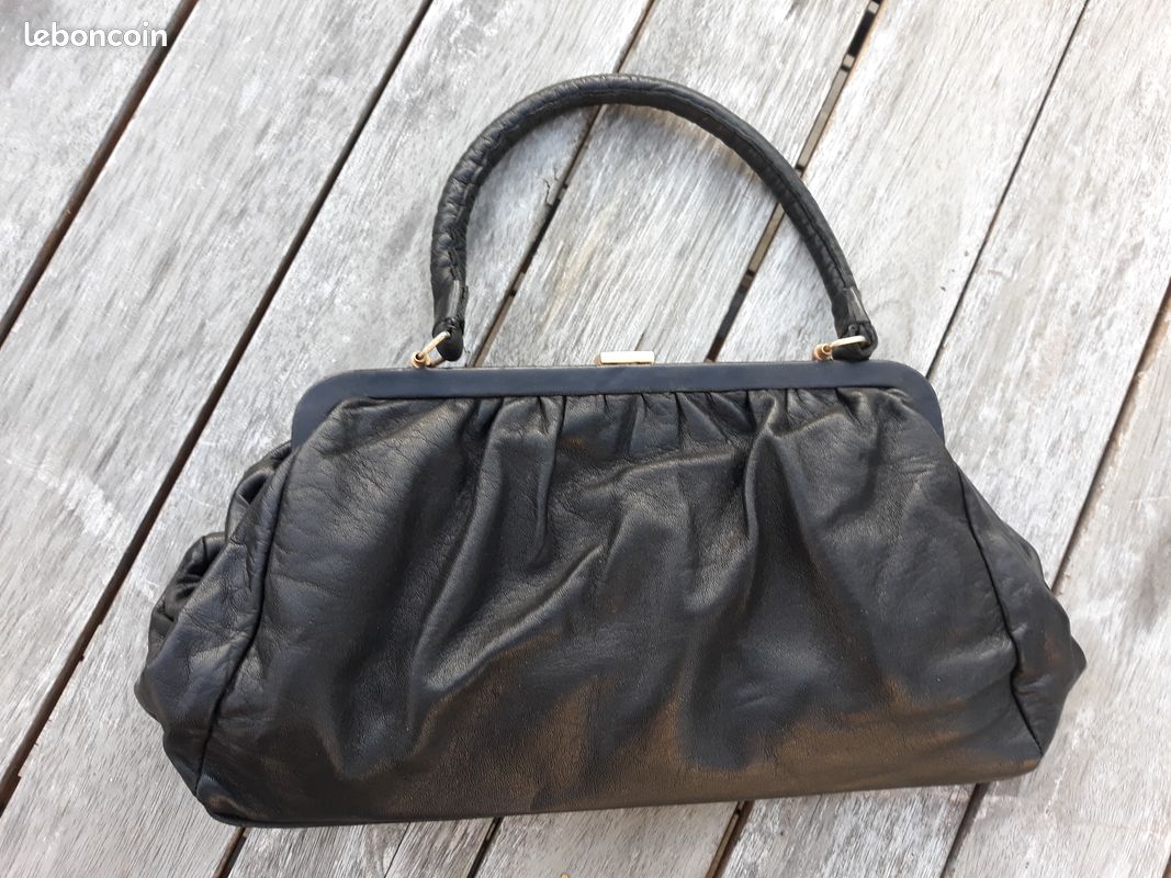 Sac à main vintage noir fermant à clé 60's - Jeronine Vintage