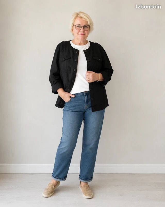 Veste en jean noire stretch Nana Belle (image 7)