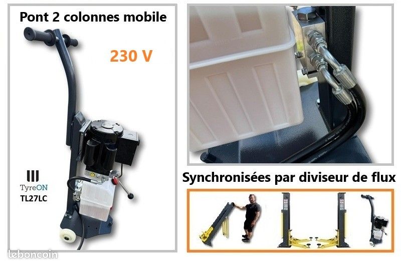 Pont élévateur 2 colonnes mobile, capacité 2700 kg - 220V - Hauteur de levage 140 cm – Facile à (dé)monter (image 4)