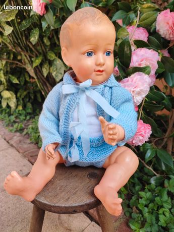 Poupon Baigneur Petitcollin Celluloïd Noir - Années 1950 - 14 Cm