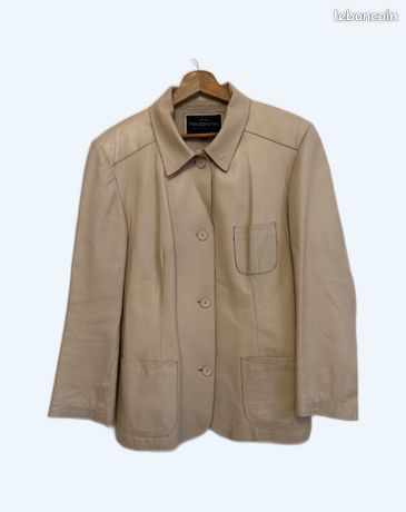 Manteau 3/4 En Cuir Redskins Pour Femme - Taille 40 M - Bordeaux - État Comme Neuf