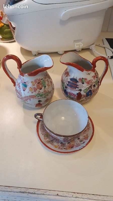 2 carafes et une tasse à thé motifs chinois (image 1)