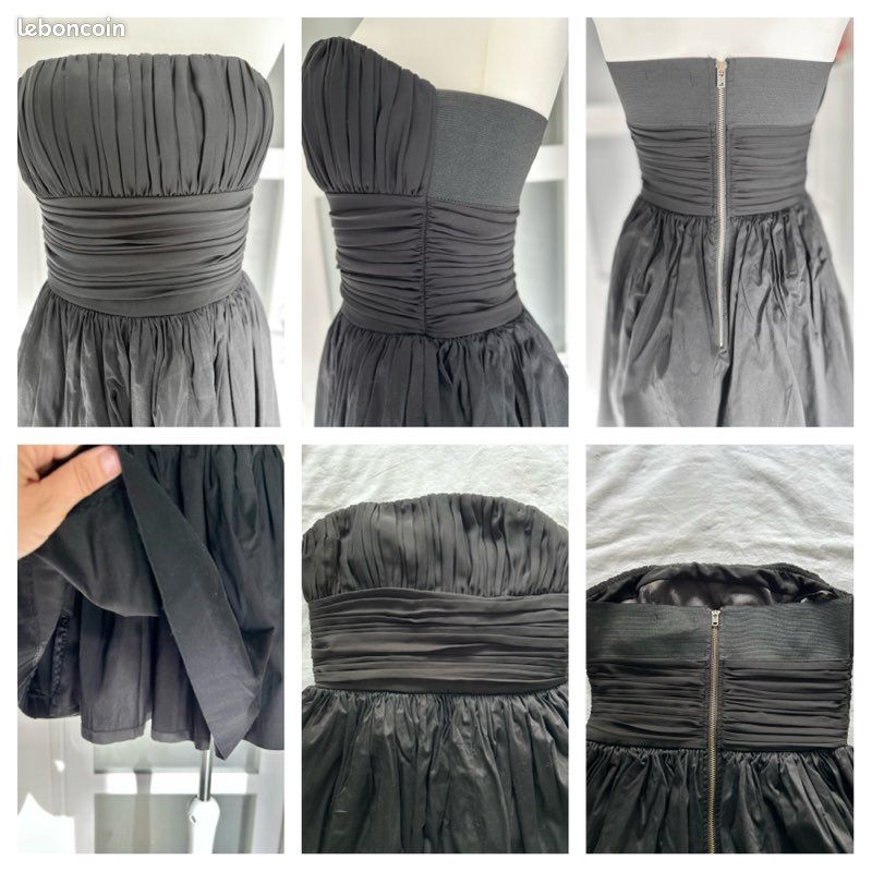 Robe bustier courte boule drapée en coton noir Taille S LaROK (image 10)