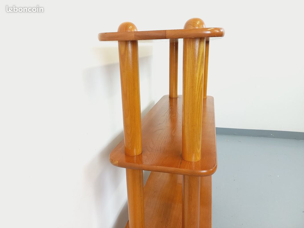 Bibliothèque étagère vintage en orme des années 80 (image 8)