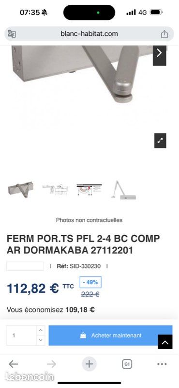 Ferme-porte TS PROFIL 234 ARG ABRAS (image 2)