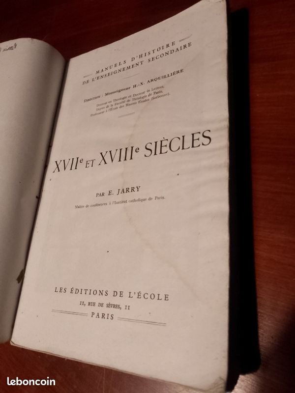XVII et XVIIIe siècles (par E. Jarry et Ch Jolivet, éditions de l'école) (image 3)