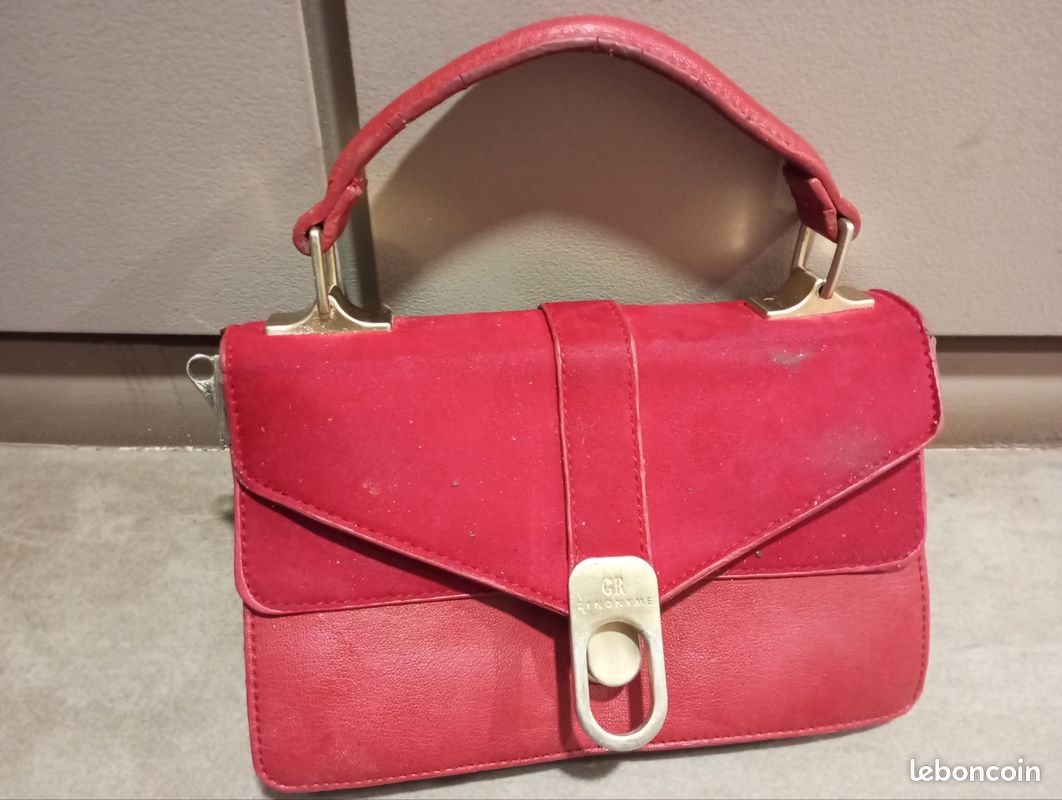 Sac à Main Femme Designer GIANNI NOTARO - Cuir Tressé Rouge, Style Rétro Chic - Occasion En Bon État