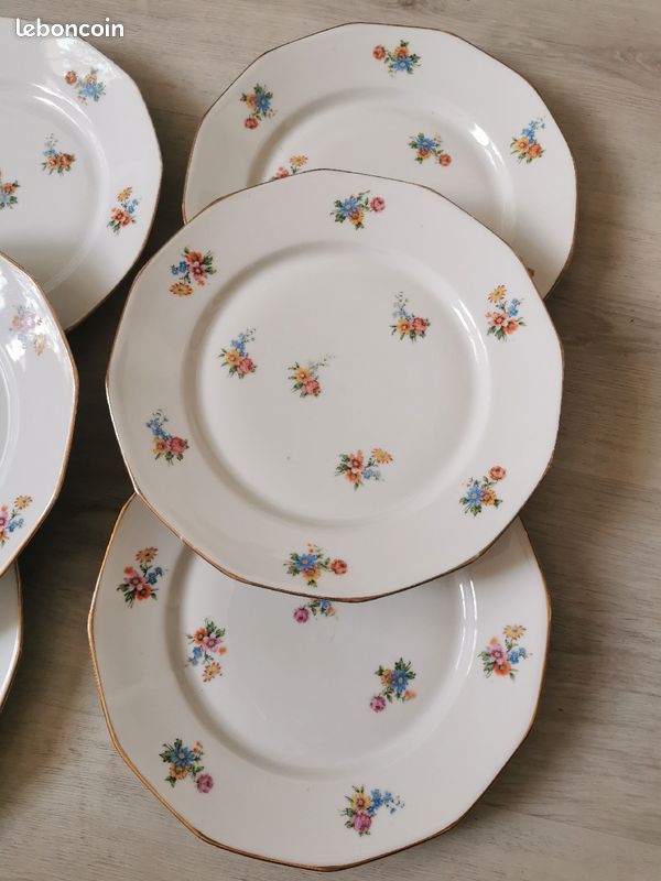 🌸 Lot 6 assiettes plates vintage porcelaine (image 2)