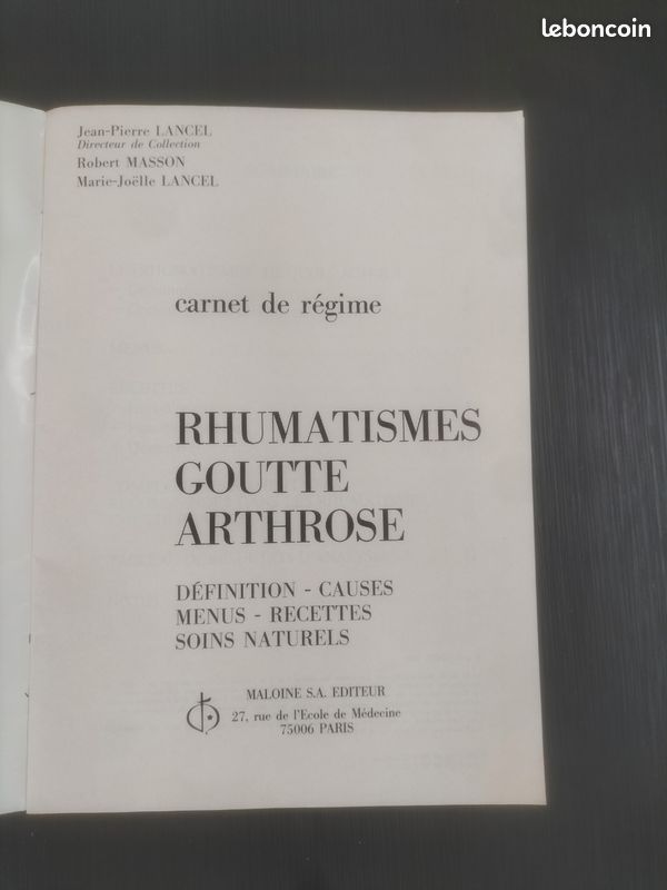 Carnet de régime rhumatismes goutte arthrose livre (image 2)