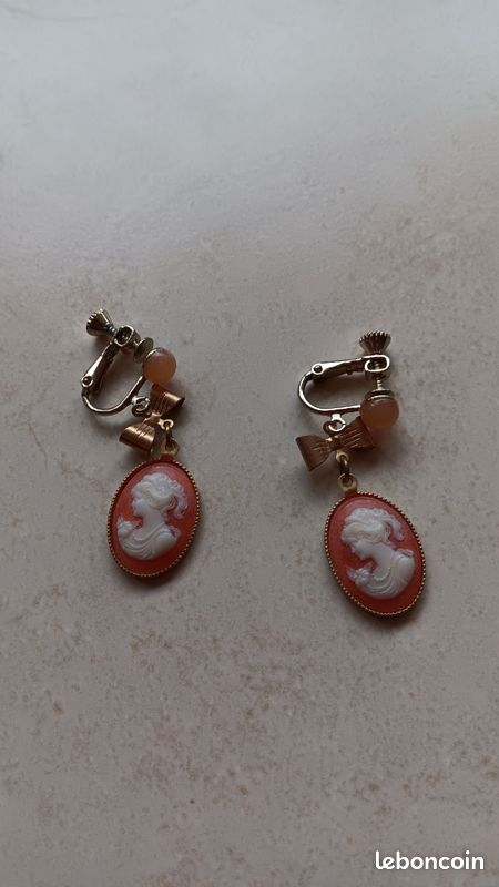 Boucles D'oreilles Clips Vintage Orange Cristal - Bijou Ancien, Superbe Couleur