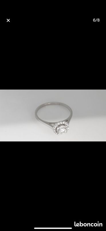 Bague En Or Blanc 14 Carats Avec Diamants - Taille 7 - Occasion