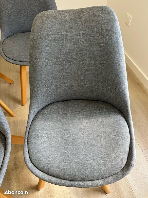 Chaises en tissu gris foncé et hêtre (image 3)