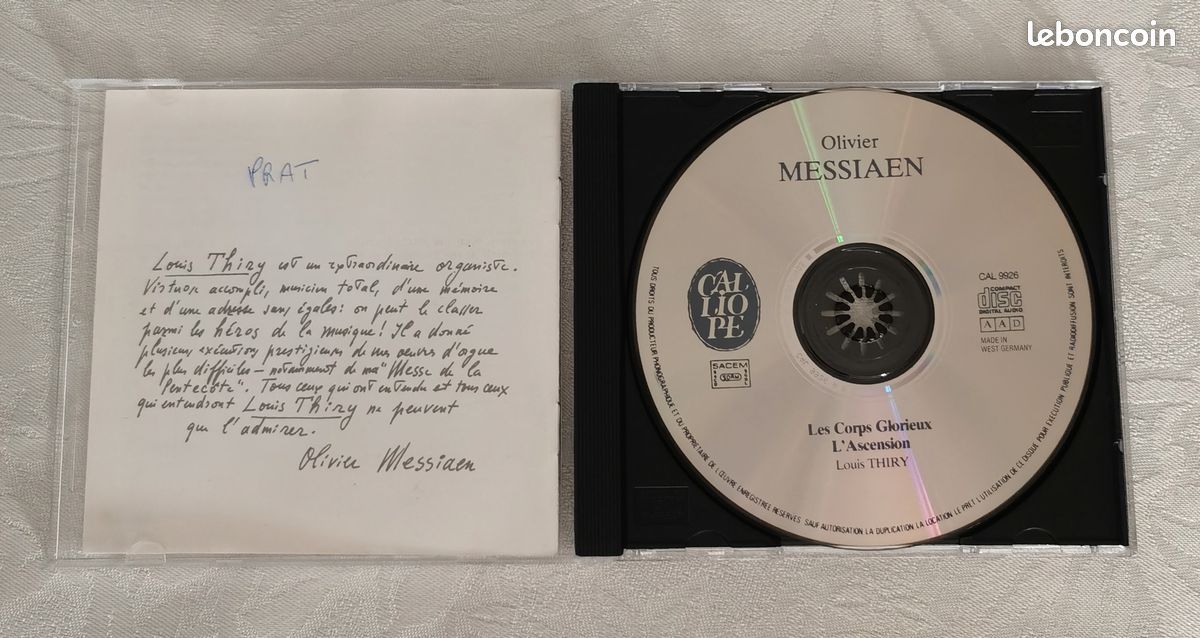 Olivier Messiaen, Louis Thiry ‎– L'Ascension / Les Corps Glorieux, W. Germany 1986 Calliope CAL 9926
