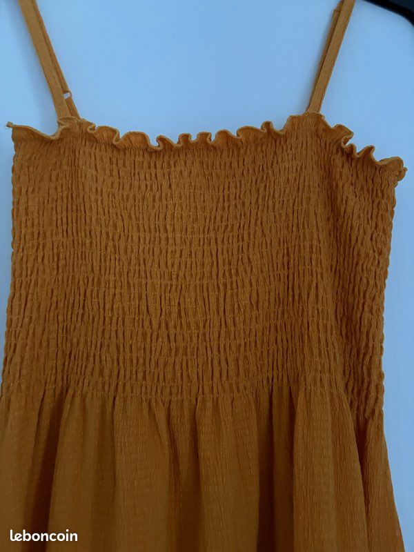 Robe H&M Orange Taille 36 - Style Mini été, En Polyester, Occasion Très Bon état