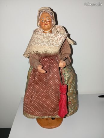 Grand Santon Simone Jouglas – Porteuse De Berceau – Terre Cuite 34cm N°5