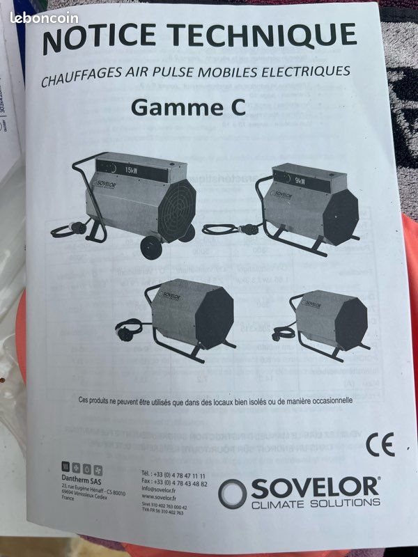 Chauffage pro SOVELOR C3 électrique – Excellent état (image 3)