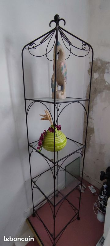 Etagère fer forgé et verre (image 1)