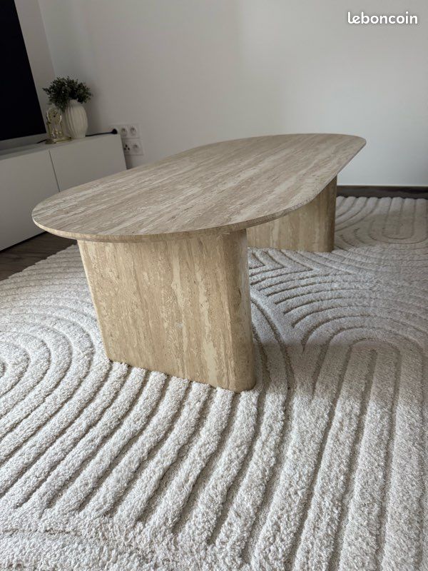 Table basse beige effet travertin (image 1)
