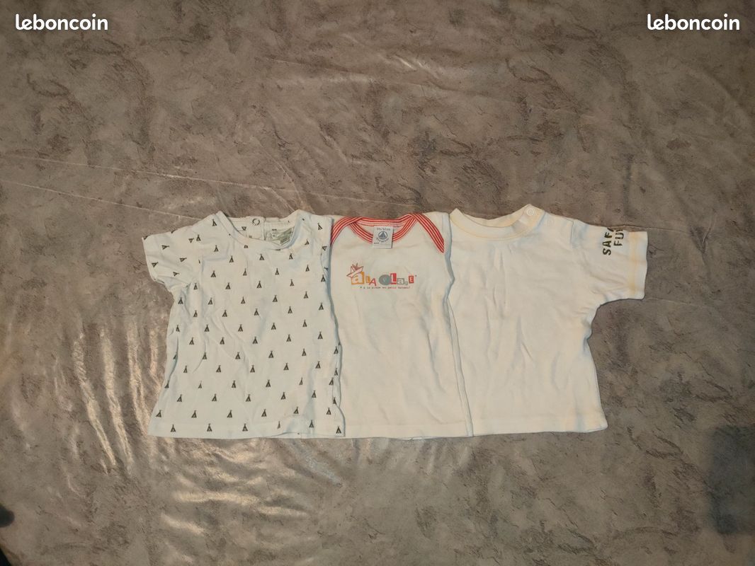 Vetements bébé Lot de 3 hauts t shirt Petit Bateau 6 mois (image 3)