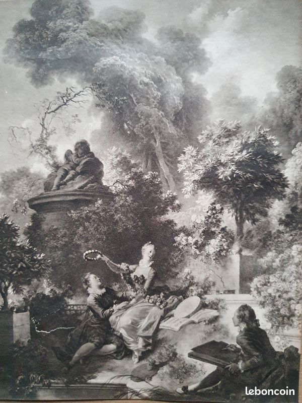 Deux élégants petits cadres avec des impressions anciennes reprenant deux célèbres tableaux de Frago (image 6)