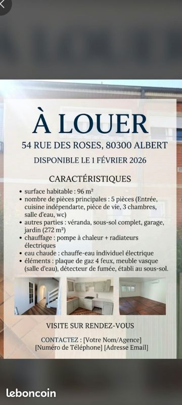 Maison 5 pièces 96 m² · à Albert · 96 m² · 840 €/mois