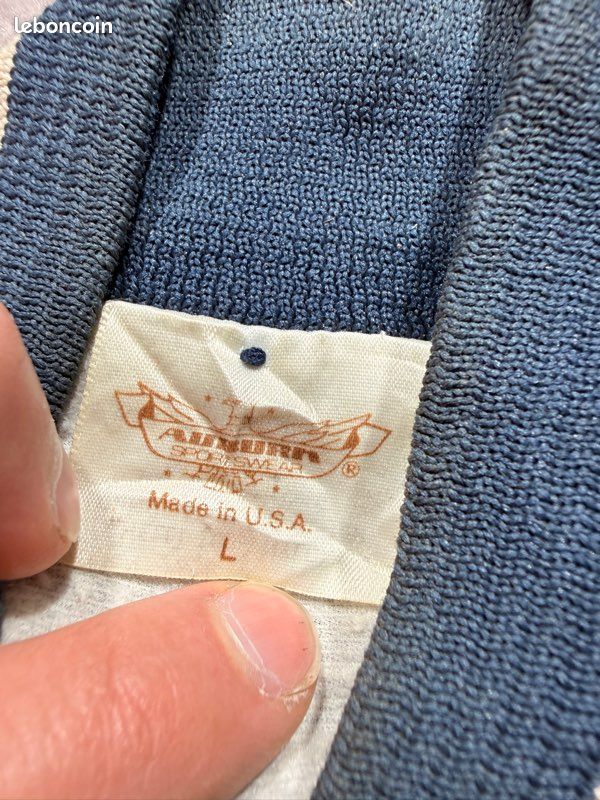 Veste De Softball Vintage Lycée – Satin Bleu « MARTINEZ », Taille M, Unisexe
