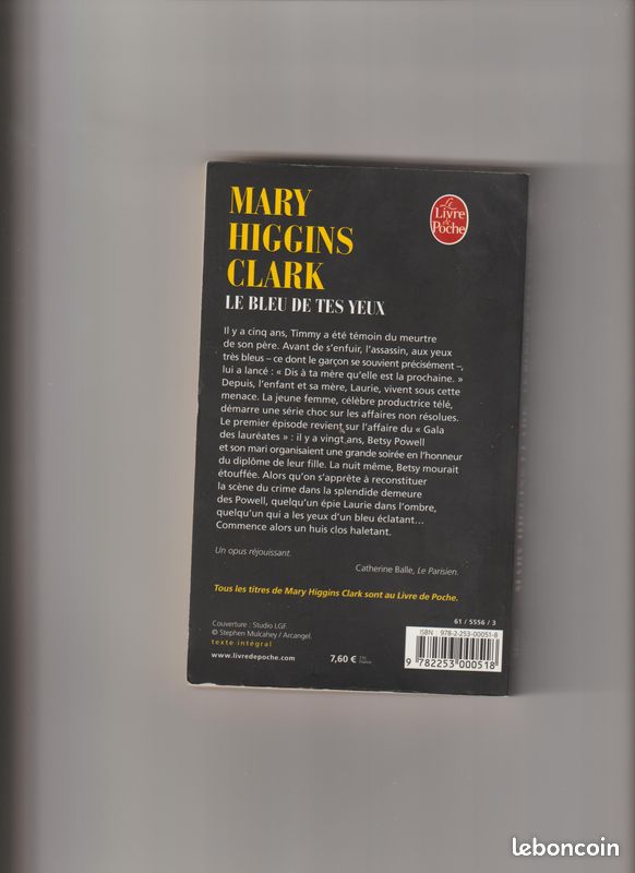 1 livre de MARY HIGGINS CLARK - "Le bleu de tes yeux" (image 2)