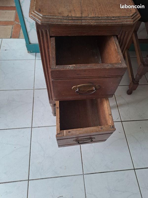 Meuble bout de canape chene annees 50 (image 5)