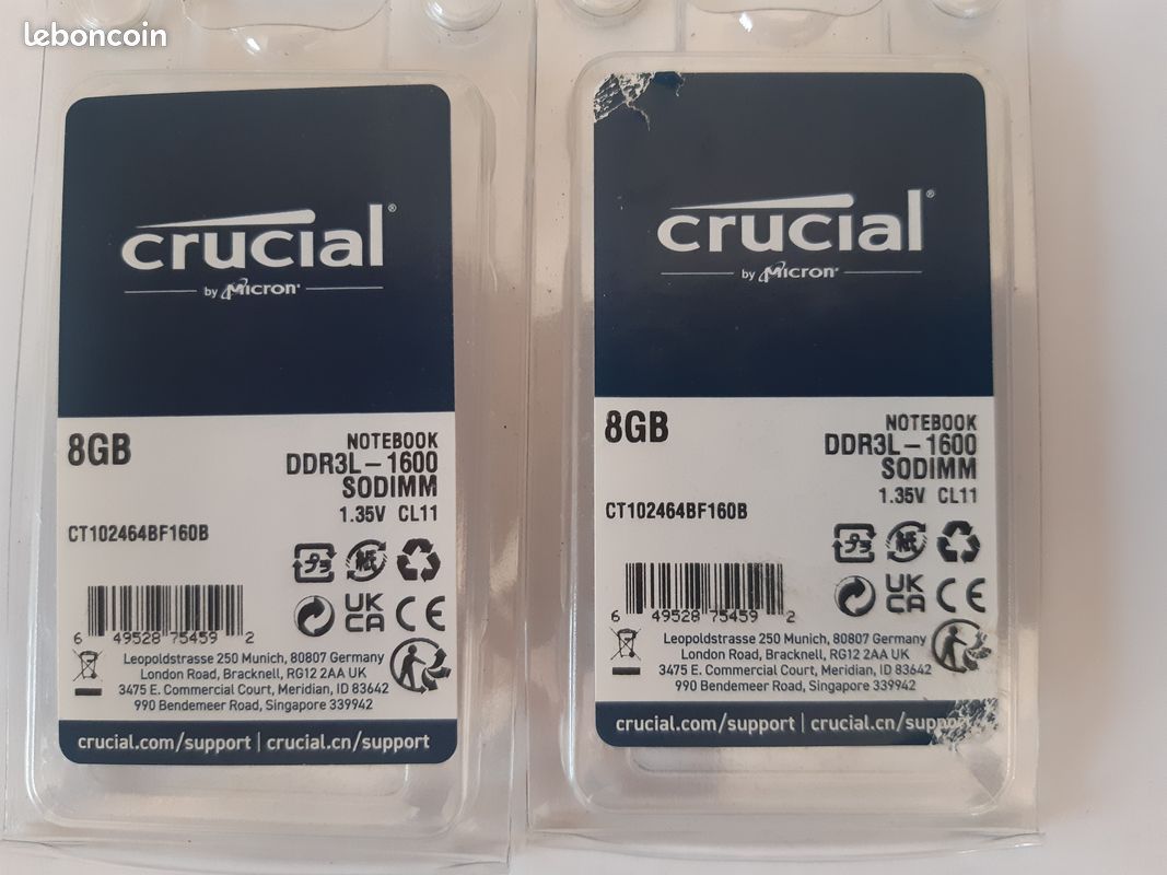 Mémoires DDR3 16GB Crucial ordinateur portable (image 2)