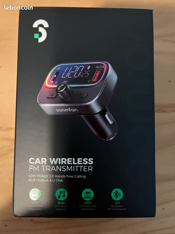 SINMI Transmetteur FM Bluetooth, Bluetooth Lecteur MP3 Adaptateur Radio sans Fil Kit Émetteur FM