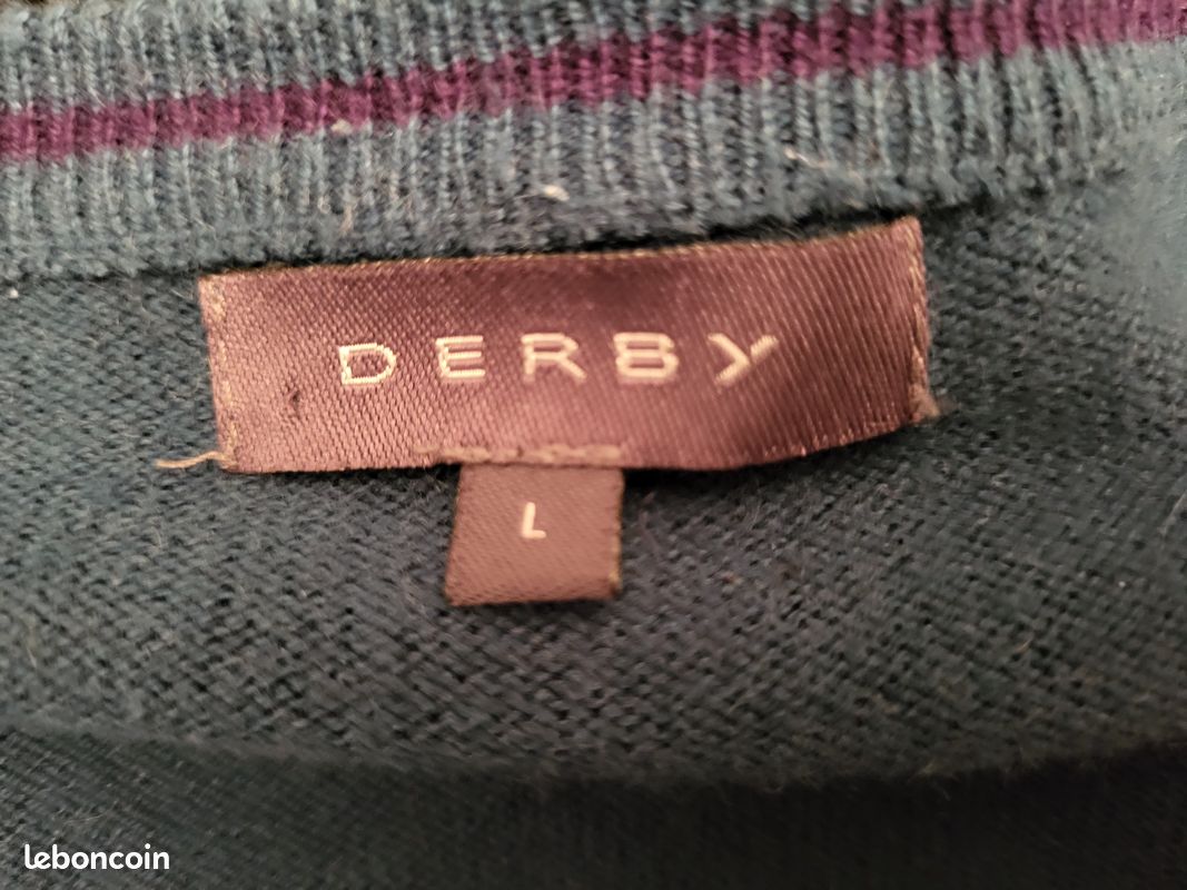 Pull vert en coton et cachemire Derby taille L (image 4)