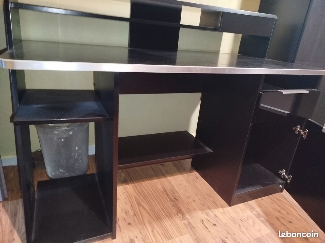 Lot bureau informatique avec rangements + fauteuil IKEA noir (image 5)