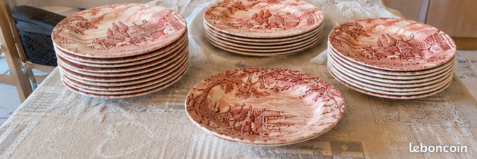 Service de table complet anglais Myott Meakin neuf rose et blanc (image 1)