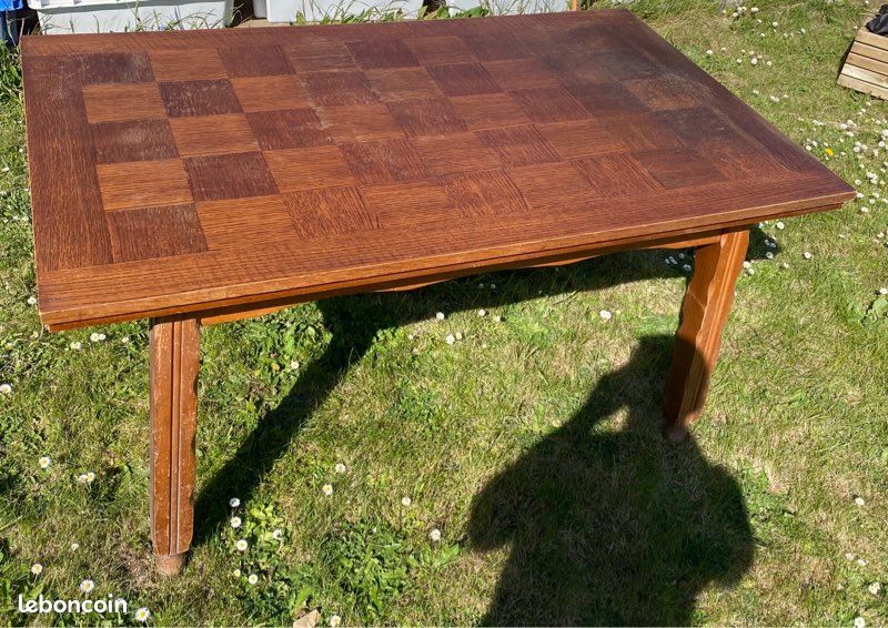 Table en bois 6 personnes avec rallonge + 4 chaises (image 1)