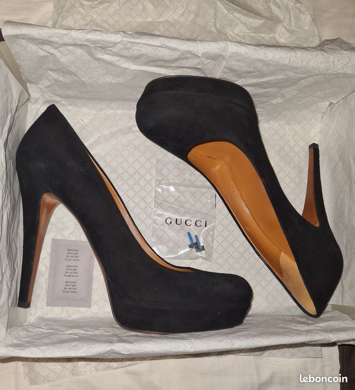 Escarpins cuir et velours noirs Gucci neufs (image 15)