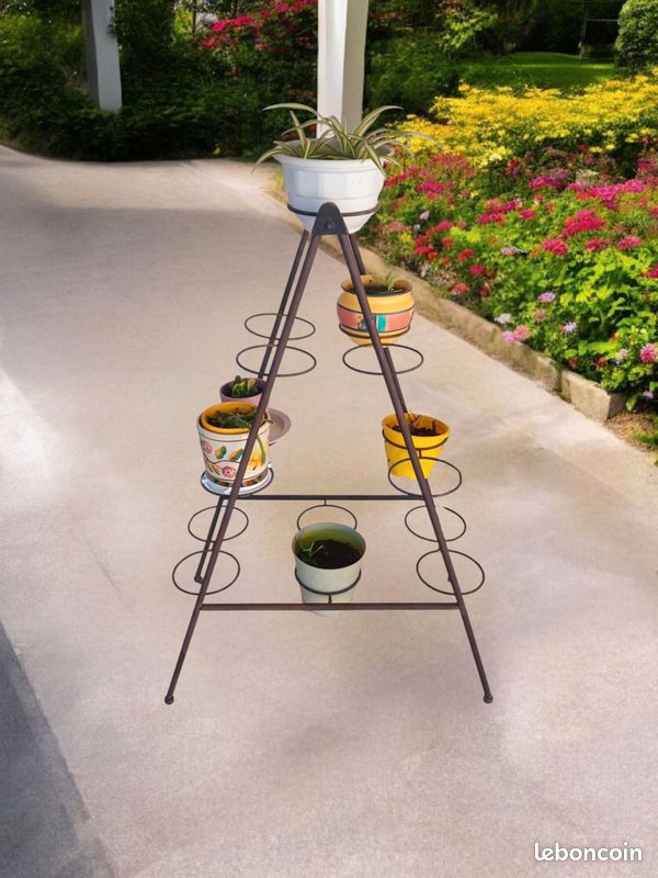 Support pot de fleurs pyramide triangle ornement jardin terrasse mur végétal culture hors sol grimpants (image 1)