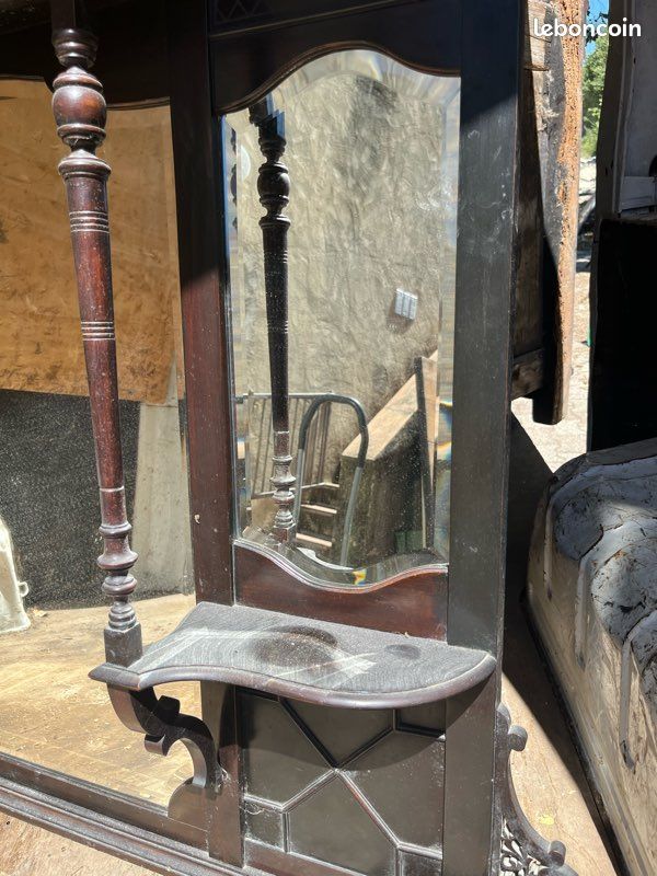 Grand miroir de buffet ancien en bois sculpté (image 3)